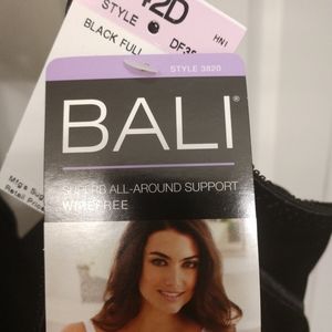 Bali bra, black satin, 42D, NWT